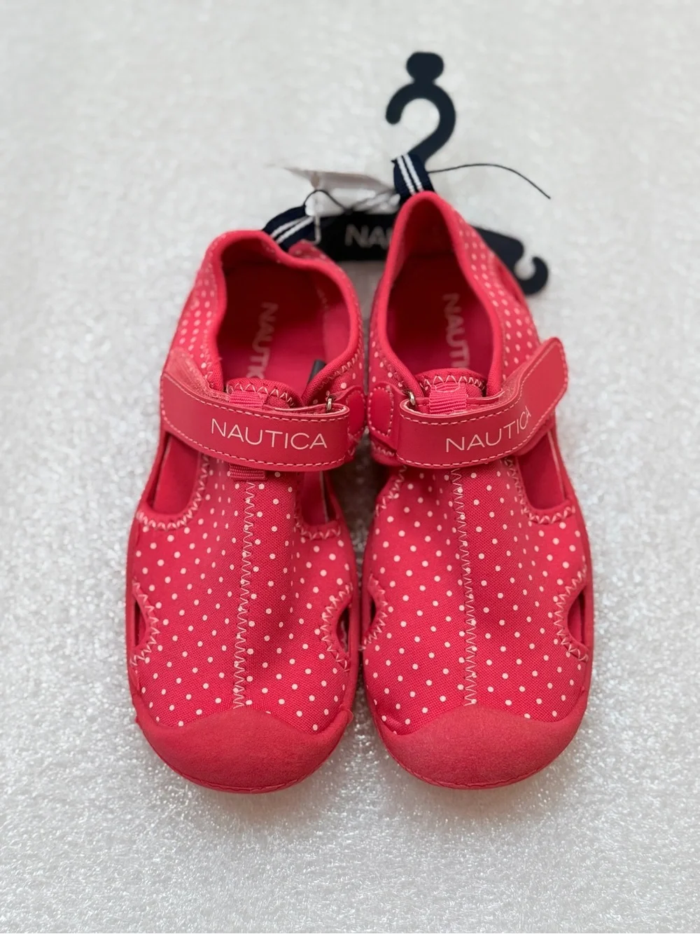 NEW Nautica Girls Pink/White Polka Dot Protective Closed-Toe Water Shoes Size 12
